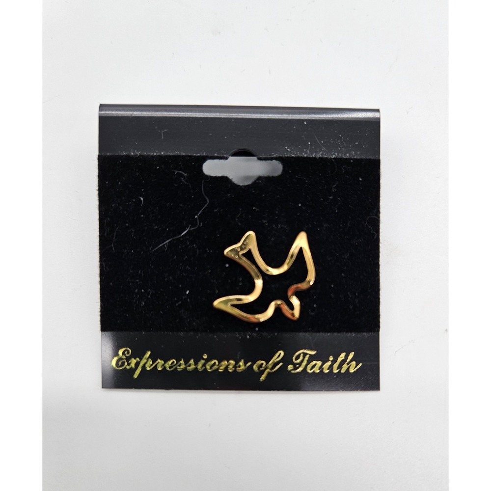 Expressions of Faith Gold‎ Tone Dove Lapel Pin Brooch Religious Symbol